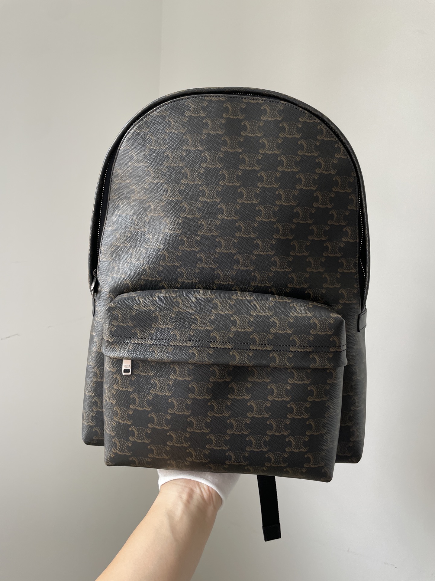 CELINE Triomphe Canvas Medium Backpack Double Zipper Men Black - Image 3