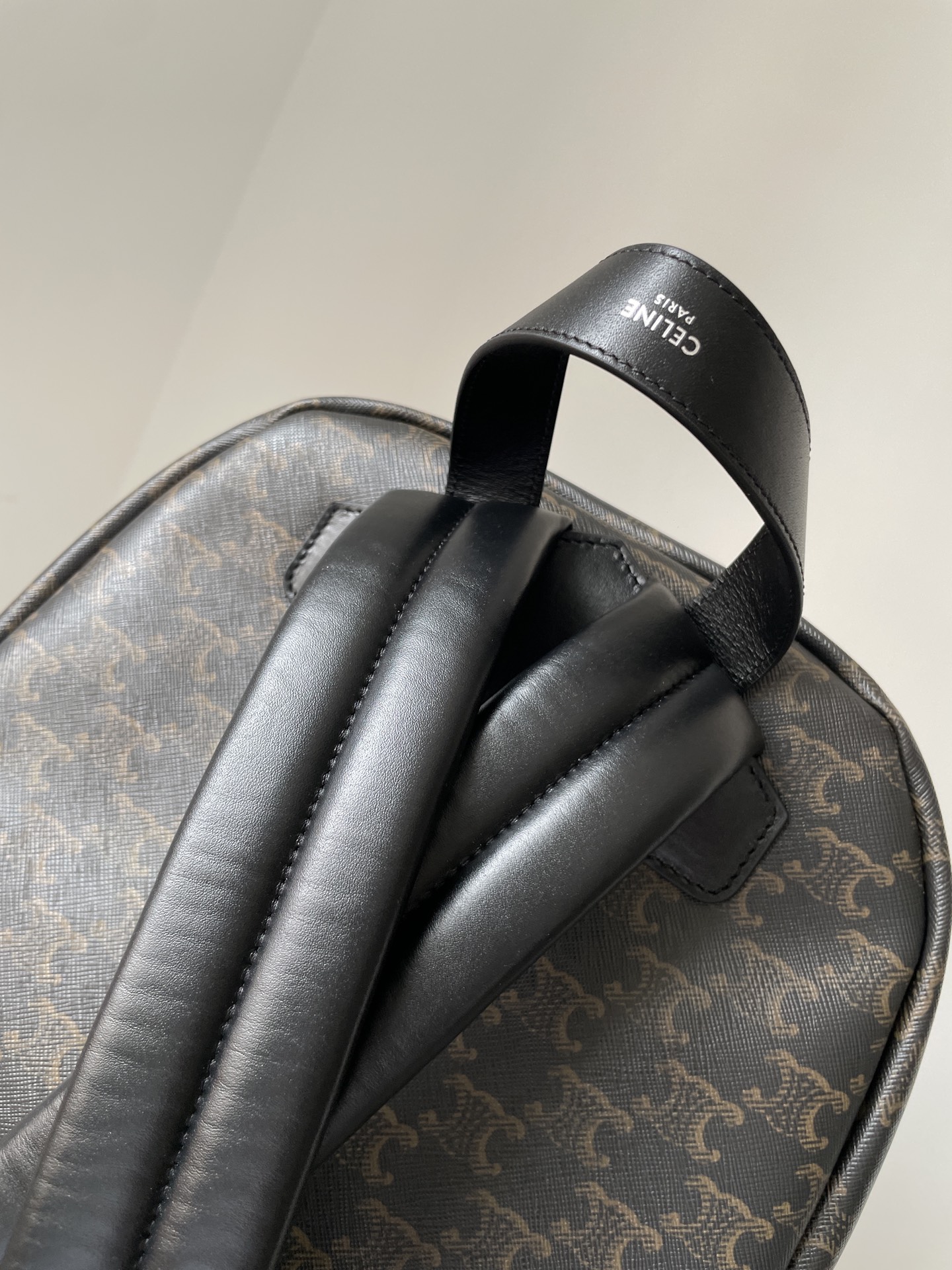 CELINE Triomphe Canvas Medium Backpack Double Zipper Men Black - Image 7