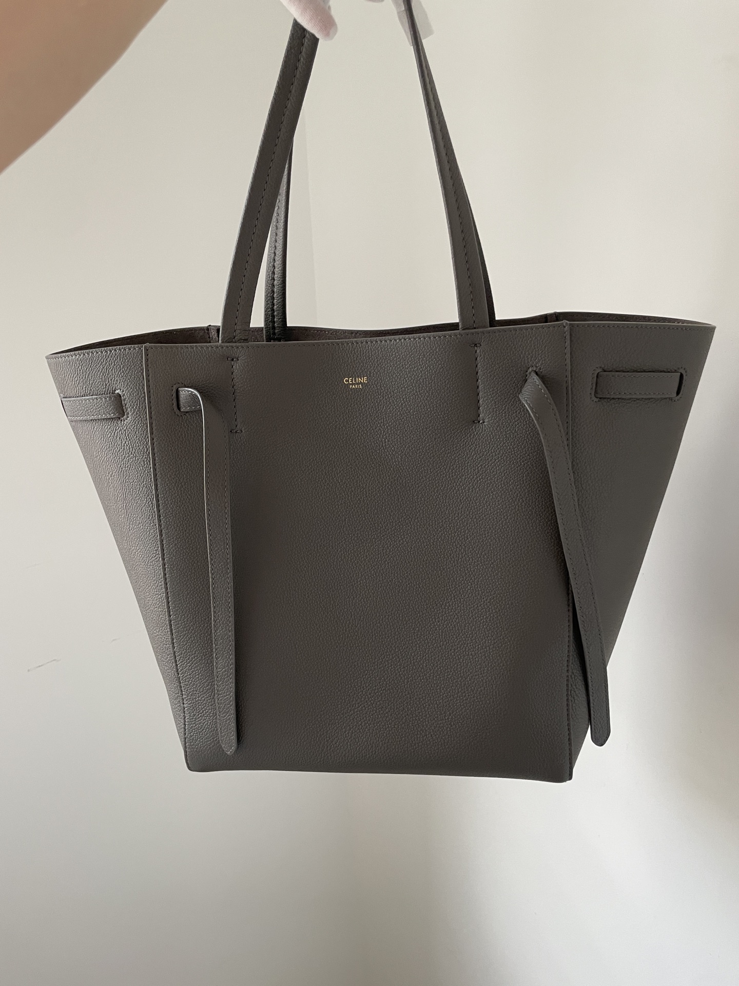CELINE Cabas Phantom Small Tote Grained Calfskin Leather Women Light Charcoal - Image 2