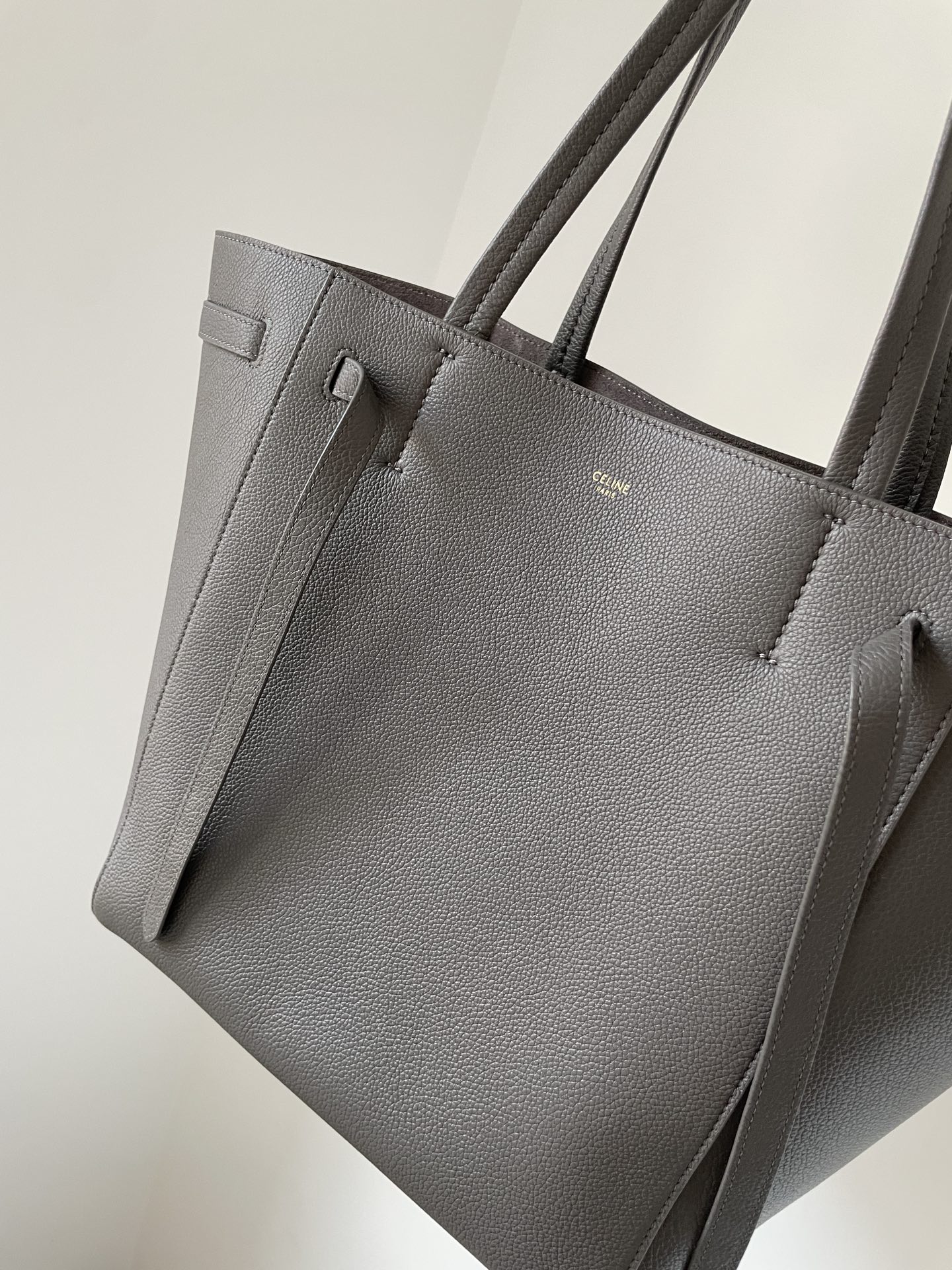 CELINE Cabas Phantom Small Tote Grained Calfskin Leather Women Light Charcoal - Image 3