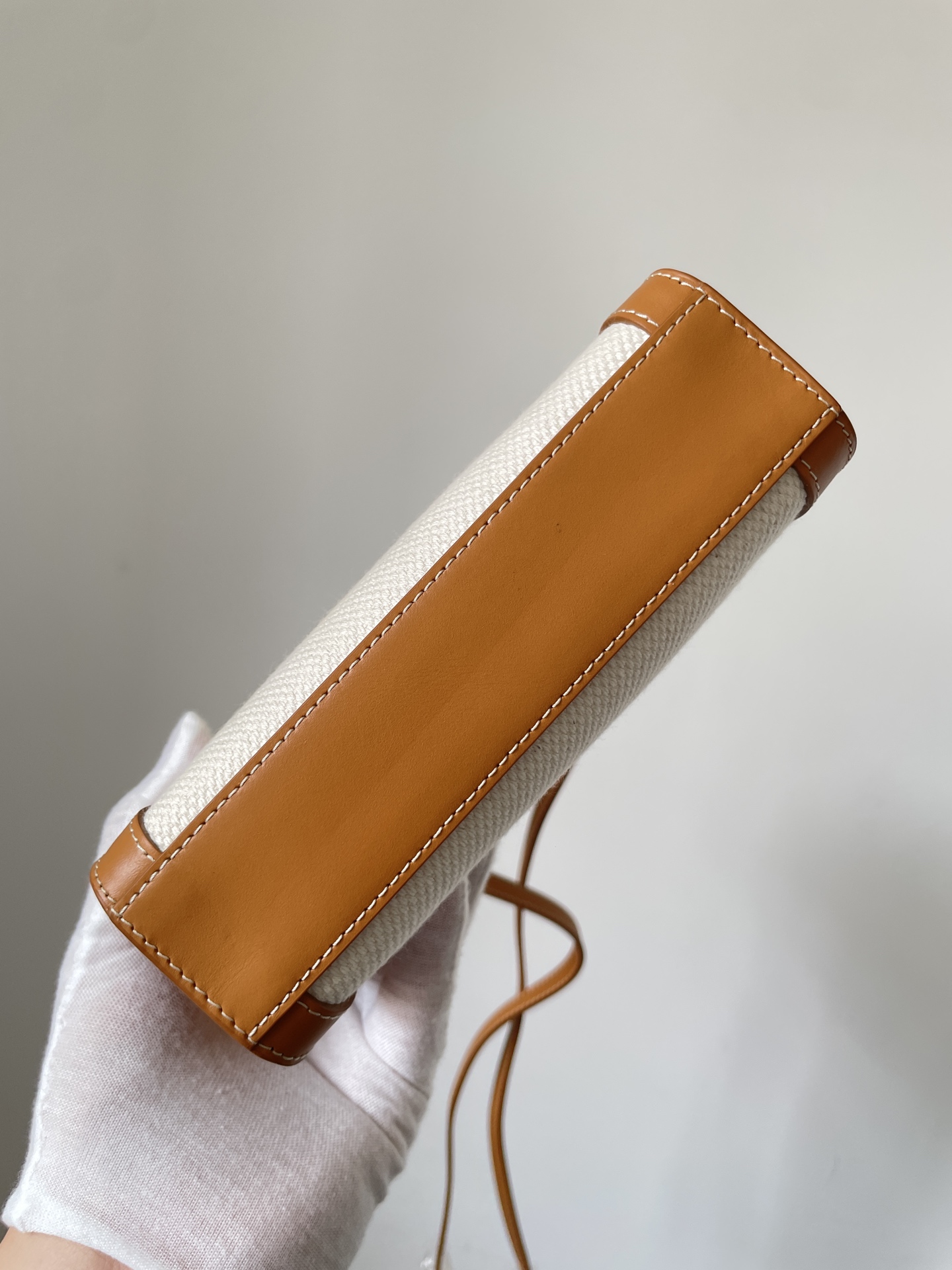 CELINE Cabas Vertical Mini Tote Cotton Canvas with Calfskin Trim Women Beige/Tan - Image 7