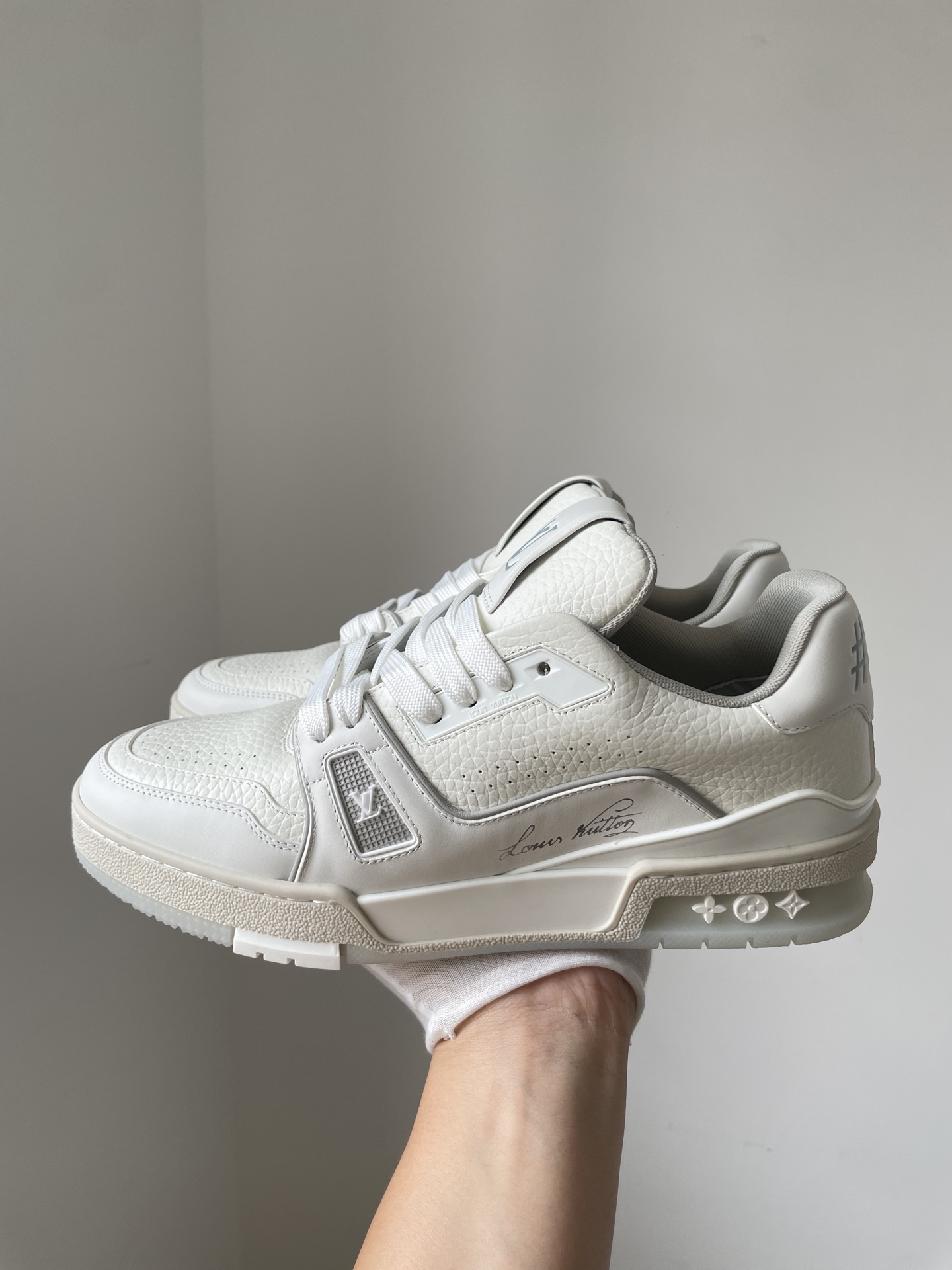 Louis Vuitton Trainer White Cement Leather Low-Top Fashion Sneakers - Image 2