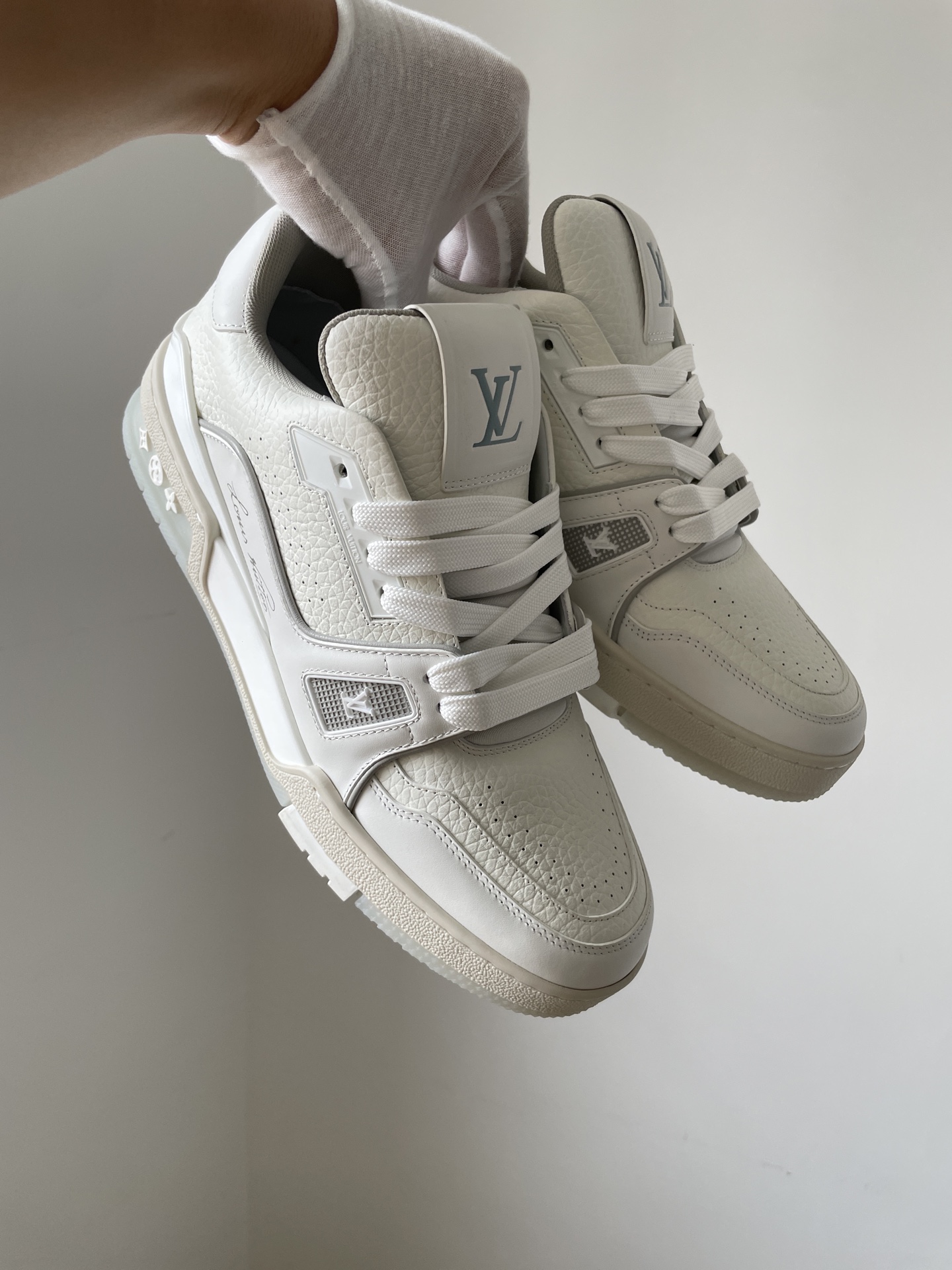 Louis Vuitton Trainer White Cement Leather Low-Top Fashion Sneakers - Image 5