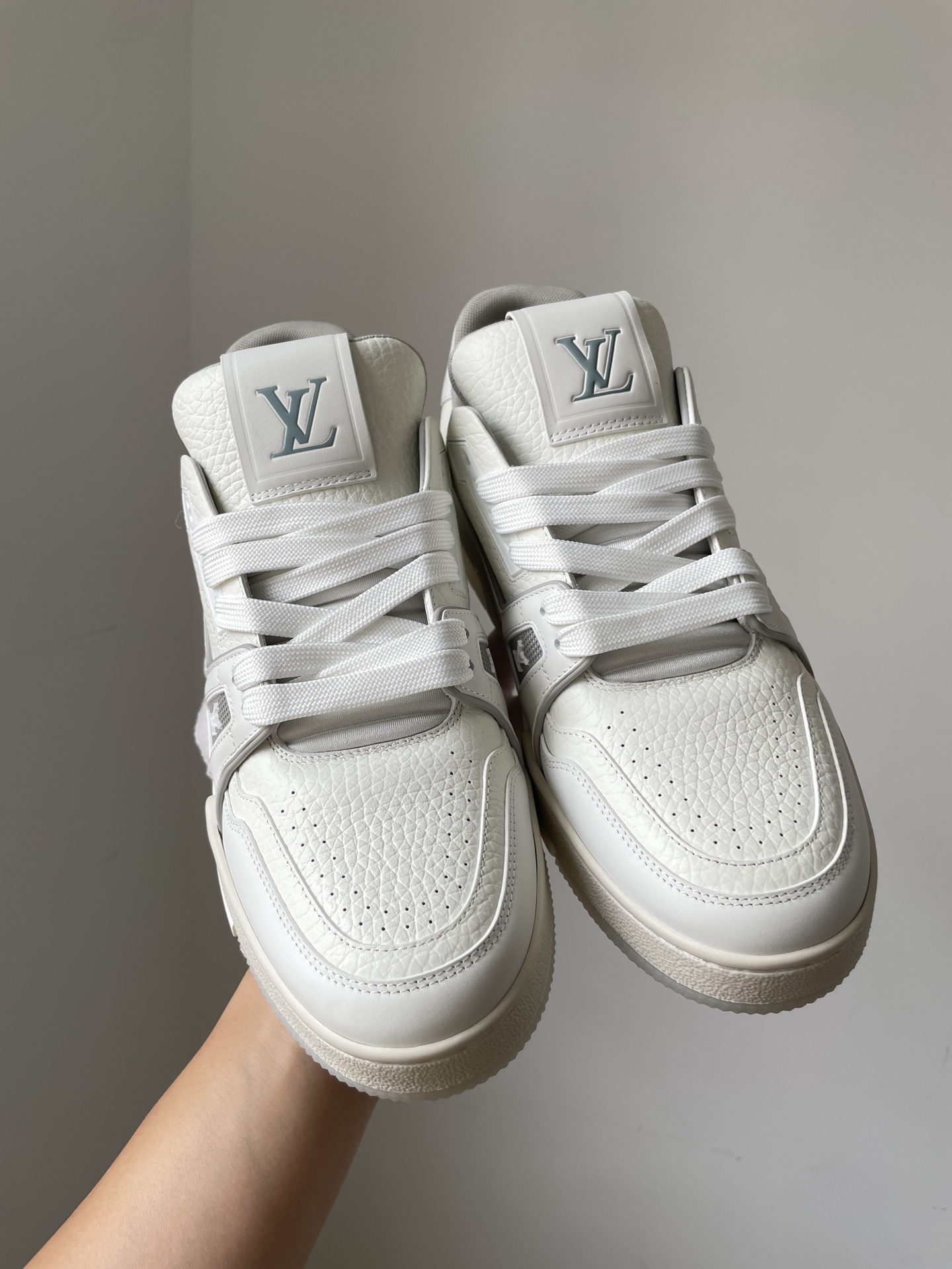 Louis Vuitton Trainer White Cement Leather Low-Top Fashion Sneakers - Image 6
