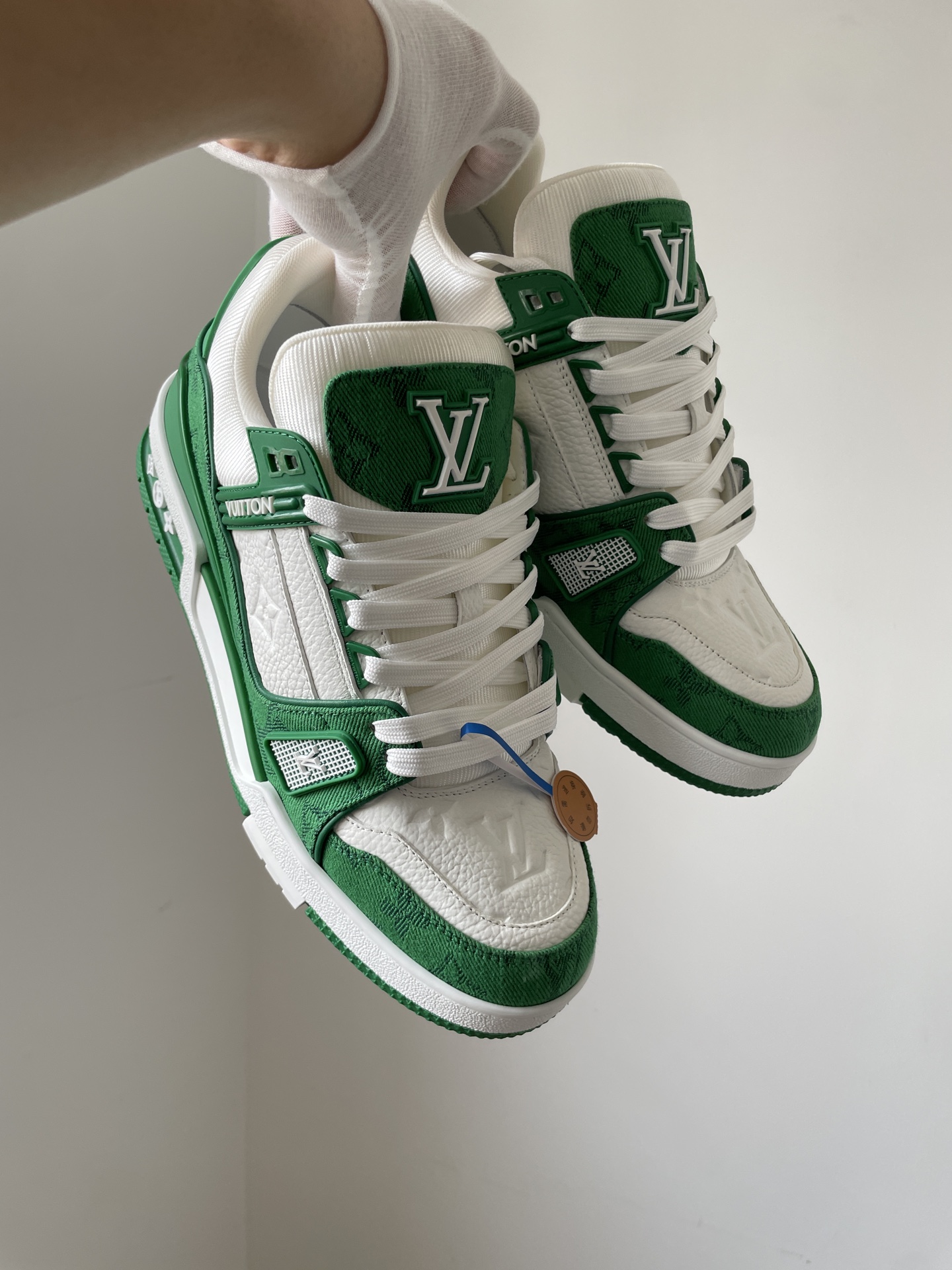 Louis Vuitton Trainer Green White Low-Top Fashion Sneakers - Image 5
