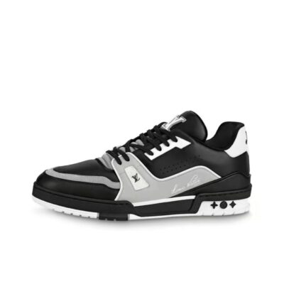 Louis Vuitton Trainer Black Leather Low-Top Fashion Sneakers