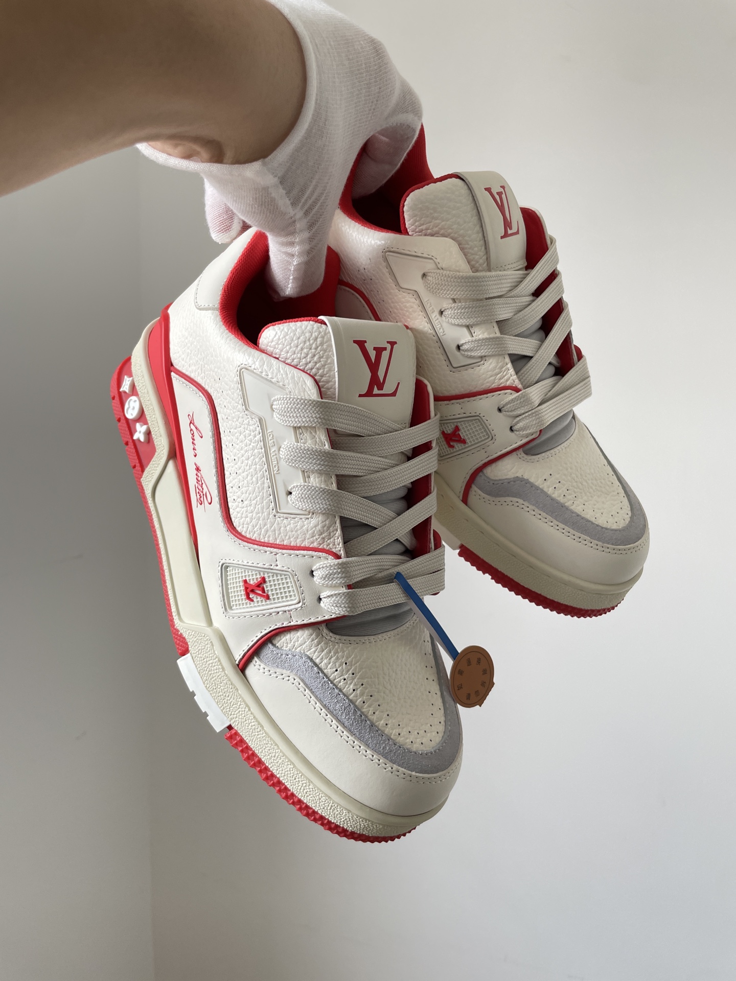 Louis Vuitton Trainer #54 White Red Low-Top Fashion Sneakers - Image 2