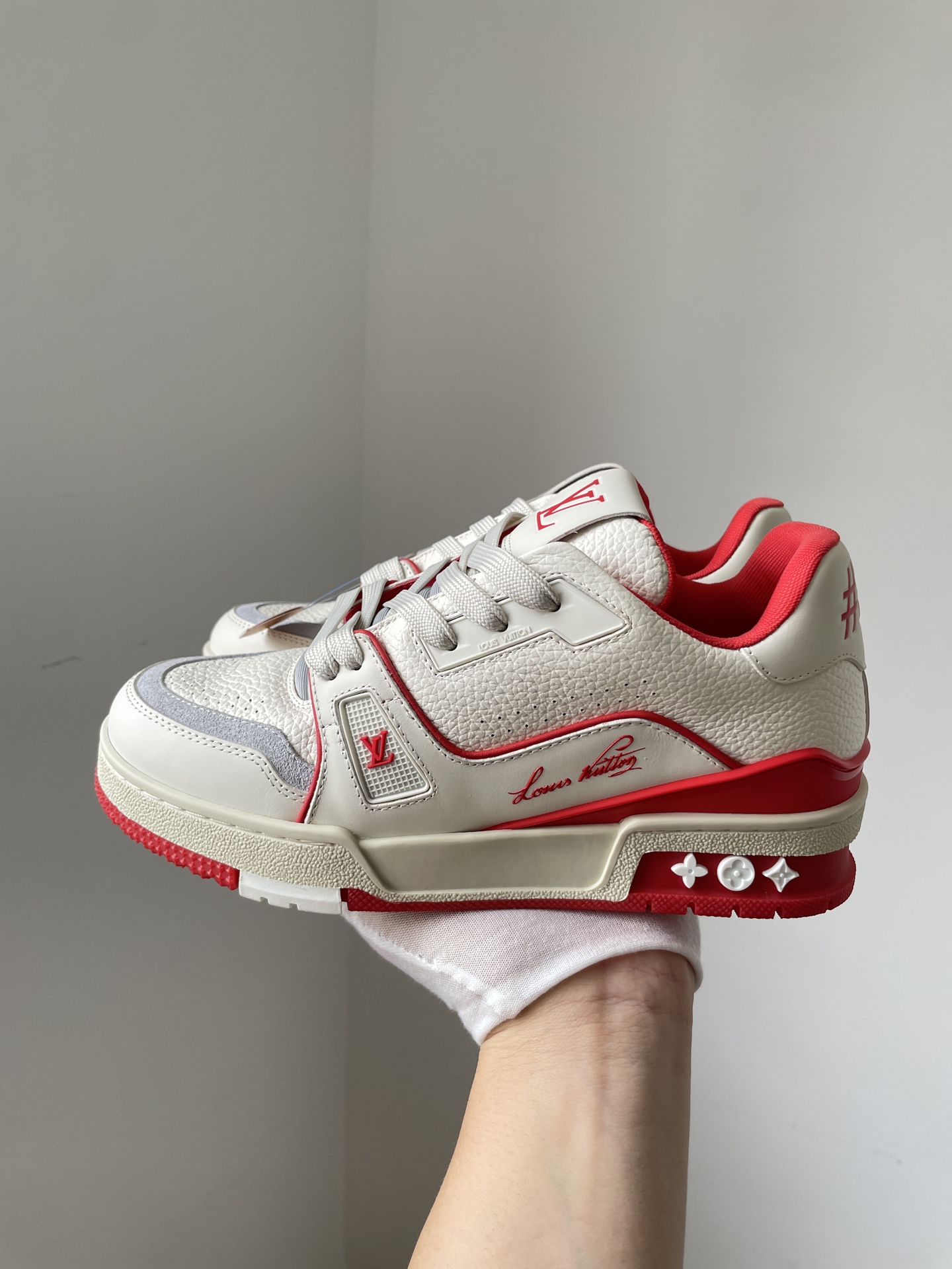 Louis Vuitton Trainer #54 White Red Low-Top Fashion Sneakers - Image 3
