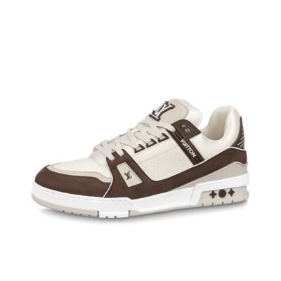 Louis Vuitton Trainer Mocha Brown Leather Low-Top Sneakers