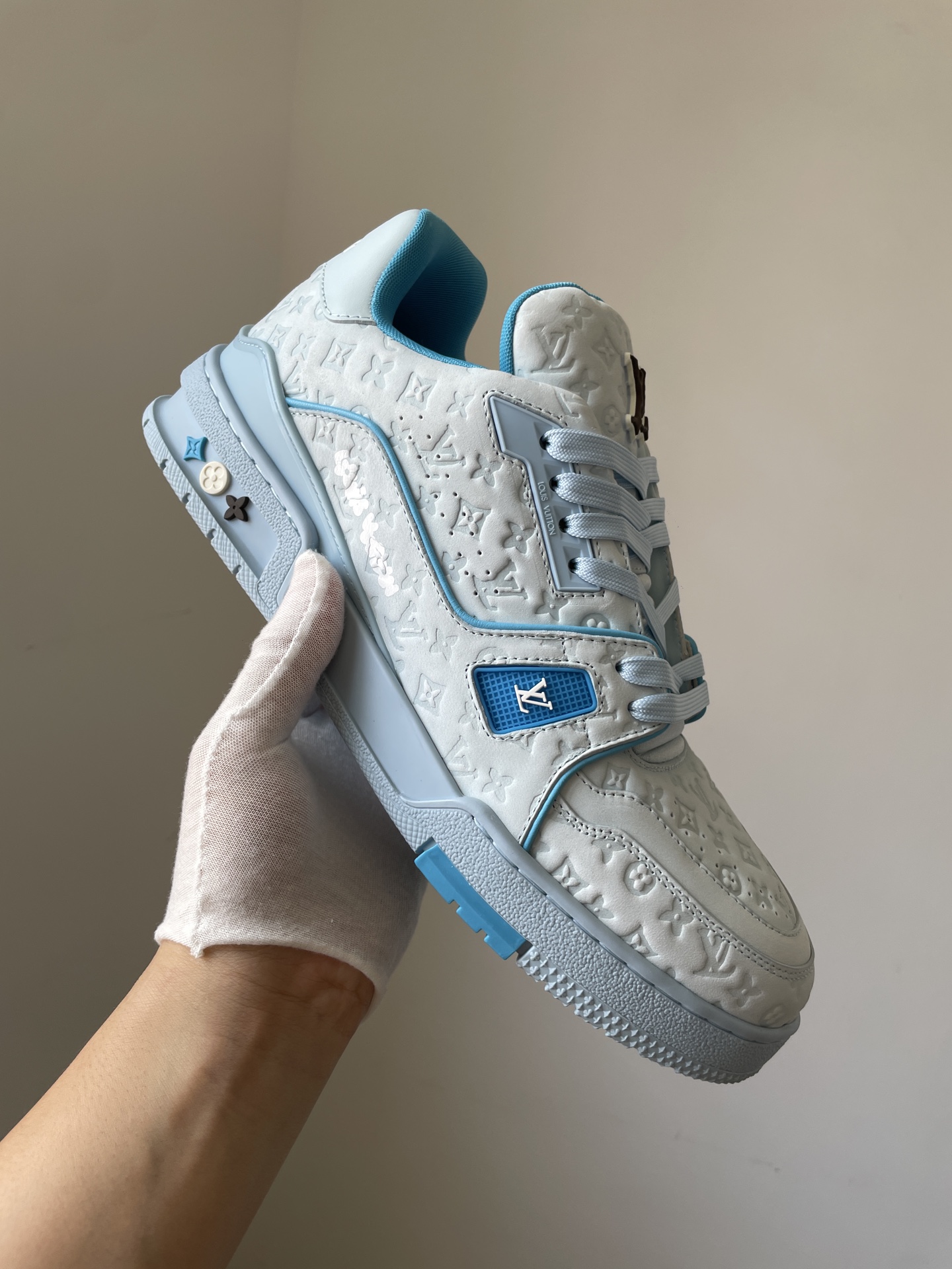 Tyler x Louis Vuitton Trainer Blue Low-Top Sneakers for Men - Image 2