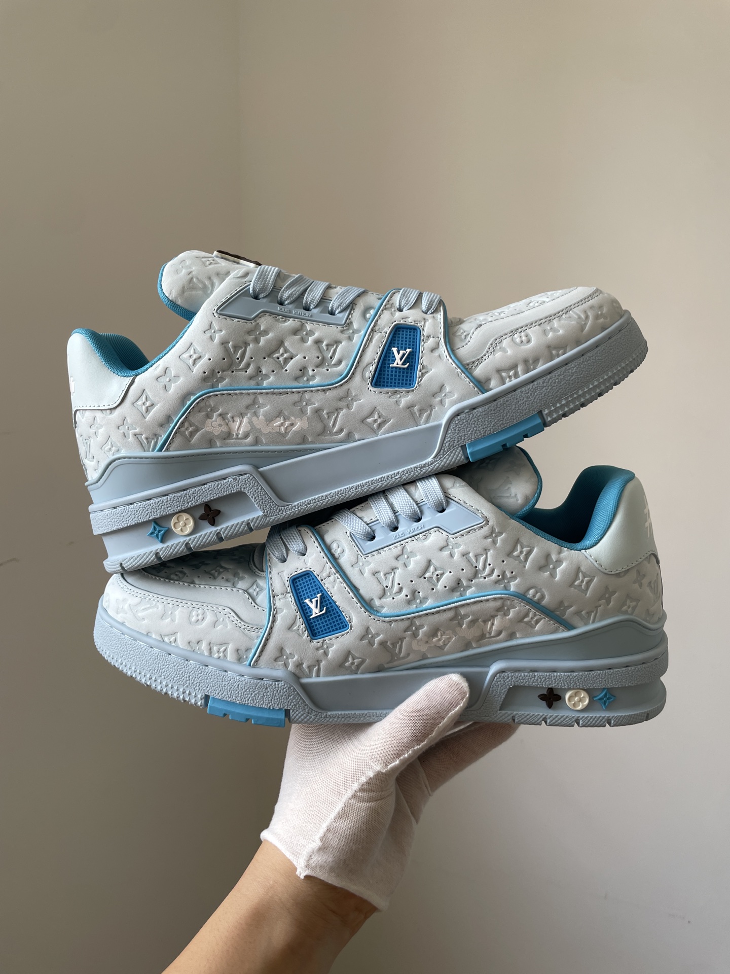 Tyler x Louis Vuitton Trainer Blue Low-Top Sneakers for Men - Image 3