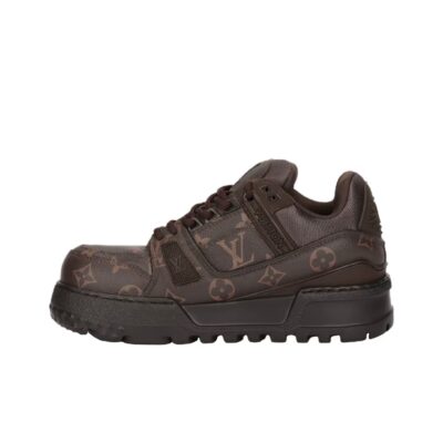 Louis Vuitton Trainer Maxi Brown Calfskin Drawstring Low-Top Sneakers