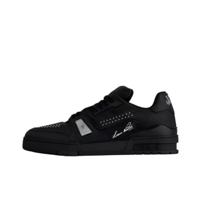 Louis Vuitton Trainer 2025 Early Spring Black Leather Low-Top Sneakers