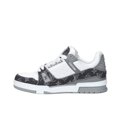 Louis Vuitton Trainer Gray White Leather Low-Top Sneakers