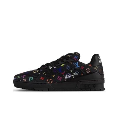 Takashi Murakami x Louis Vuitton Trainer Black Leather Low-Top Sneakers