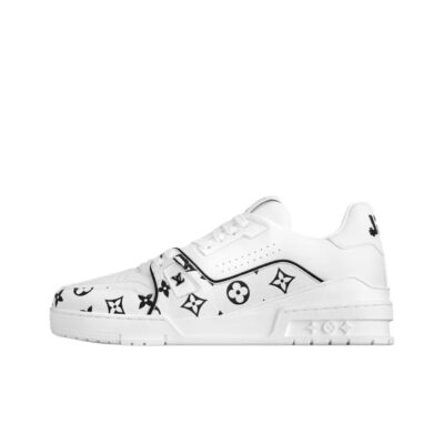 Louis Vuitton Trainer White Leather Logo-Print Low-Top Sneakers
