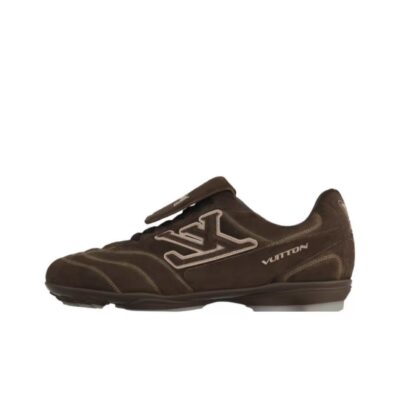 Louis Vuitton Footprint Soccer Dark Brown Suede and Leather Low-Top Casual Shoes
