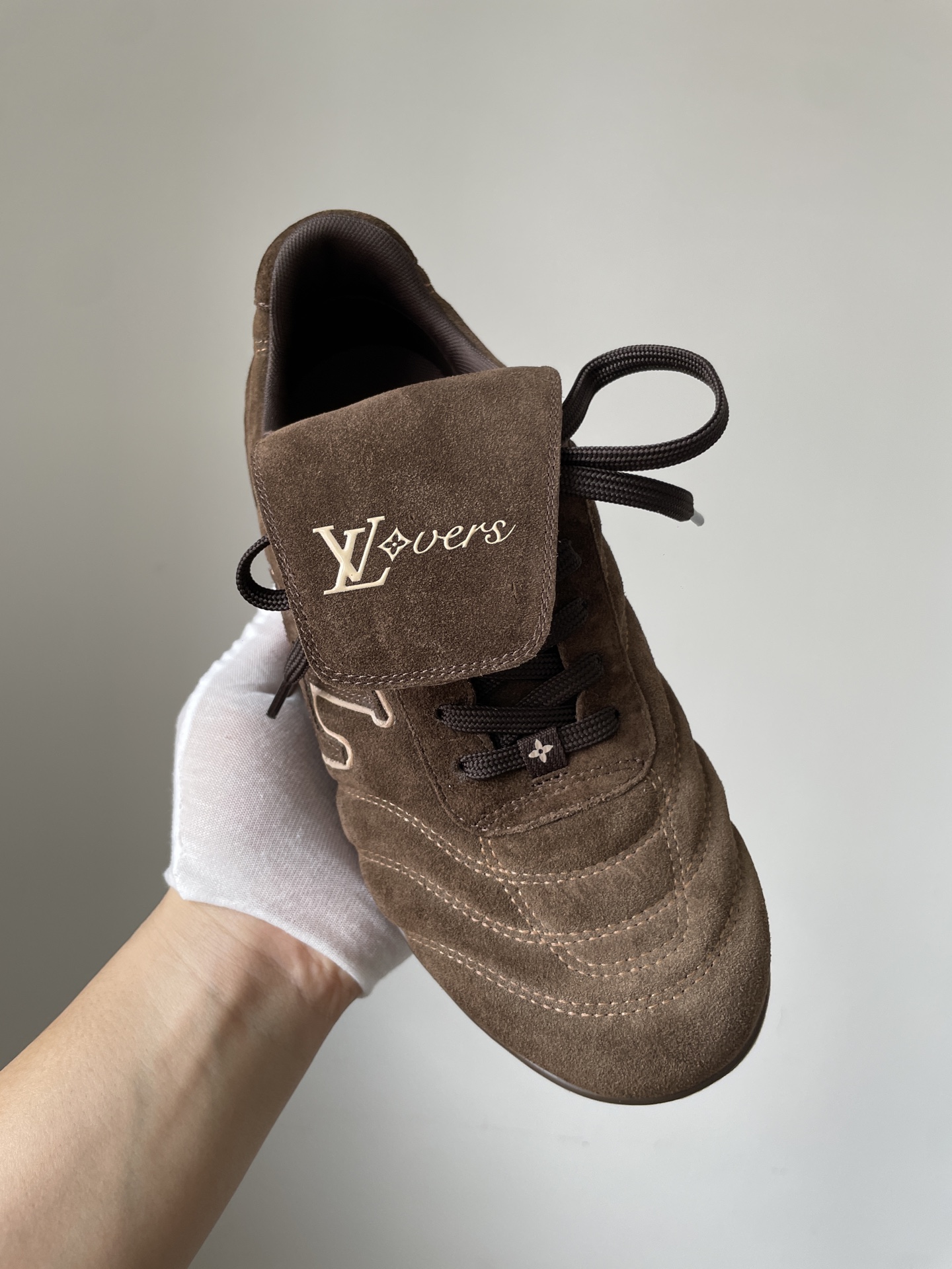 Louis Vuitton Footprint Soccer Dark Brown Suede and Leather Low-Top Casual Shoes - Image 5