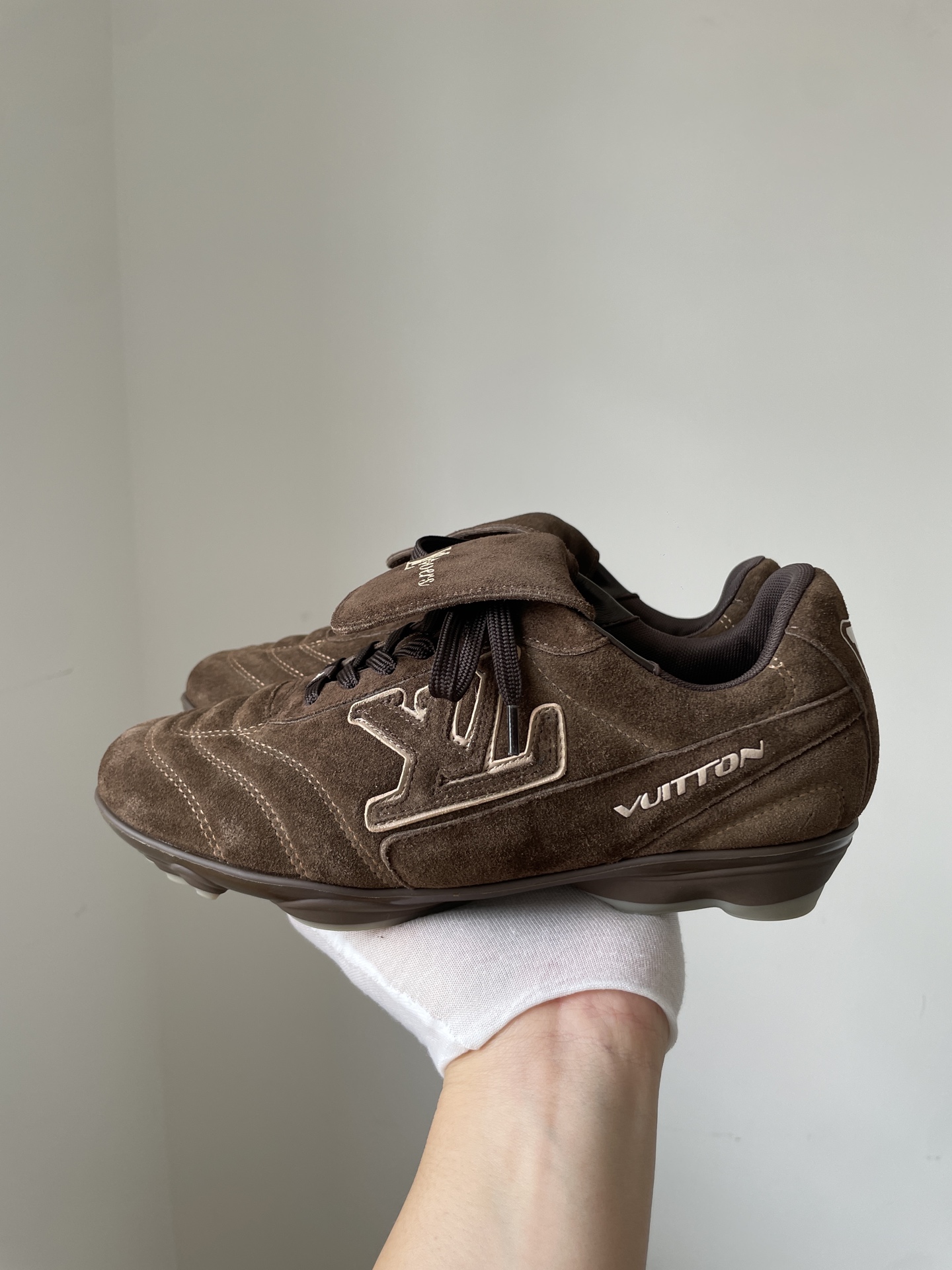 Louis Vuitton Footprint Soccer Dark Brown Suede and Leather Low-Top Casual Shoes - Image 6