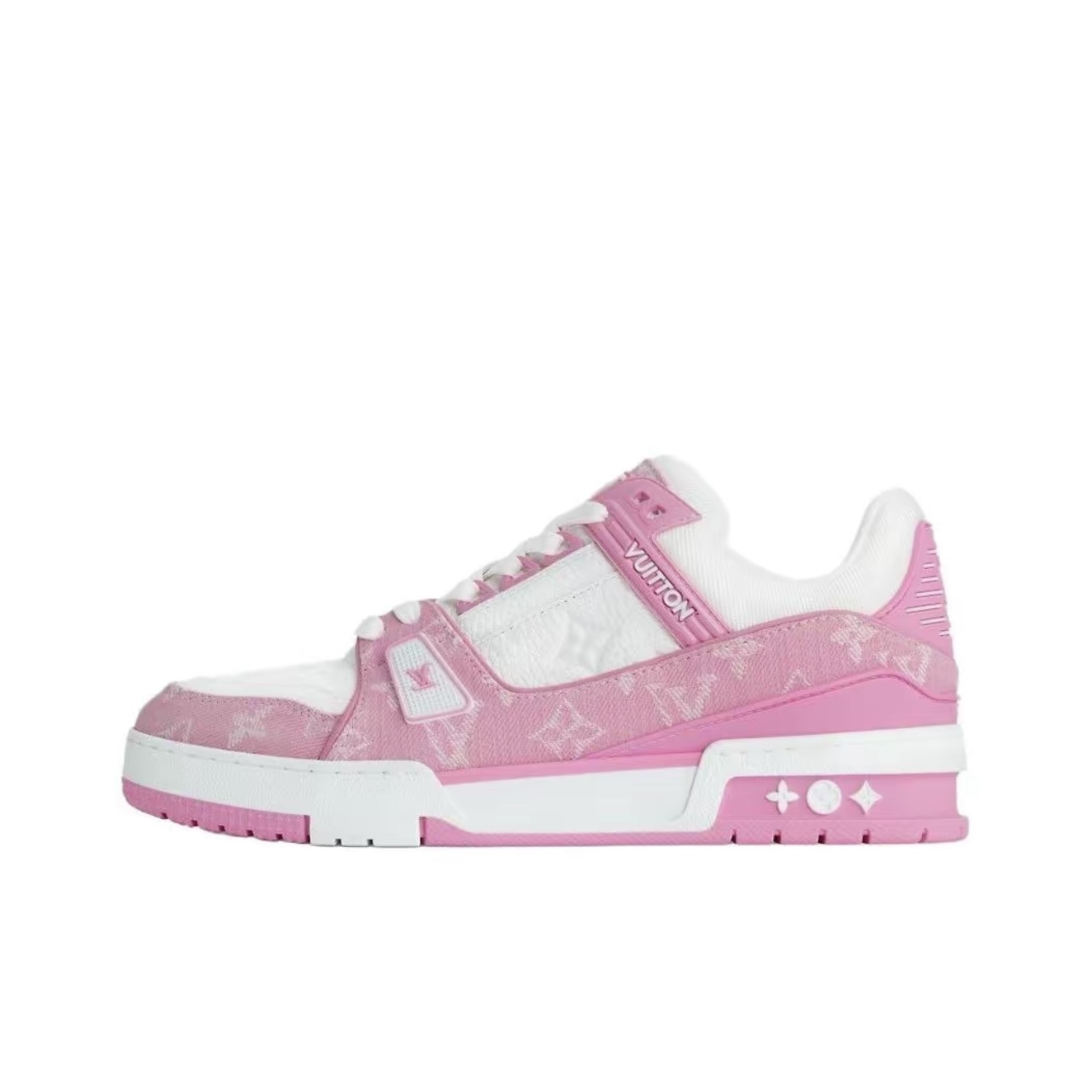 Louis Vuitton Trainer Pink Canvas and Leather Printed Low-Top Sneakers