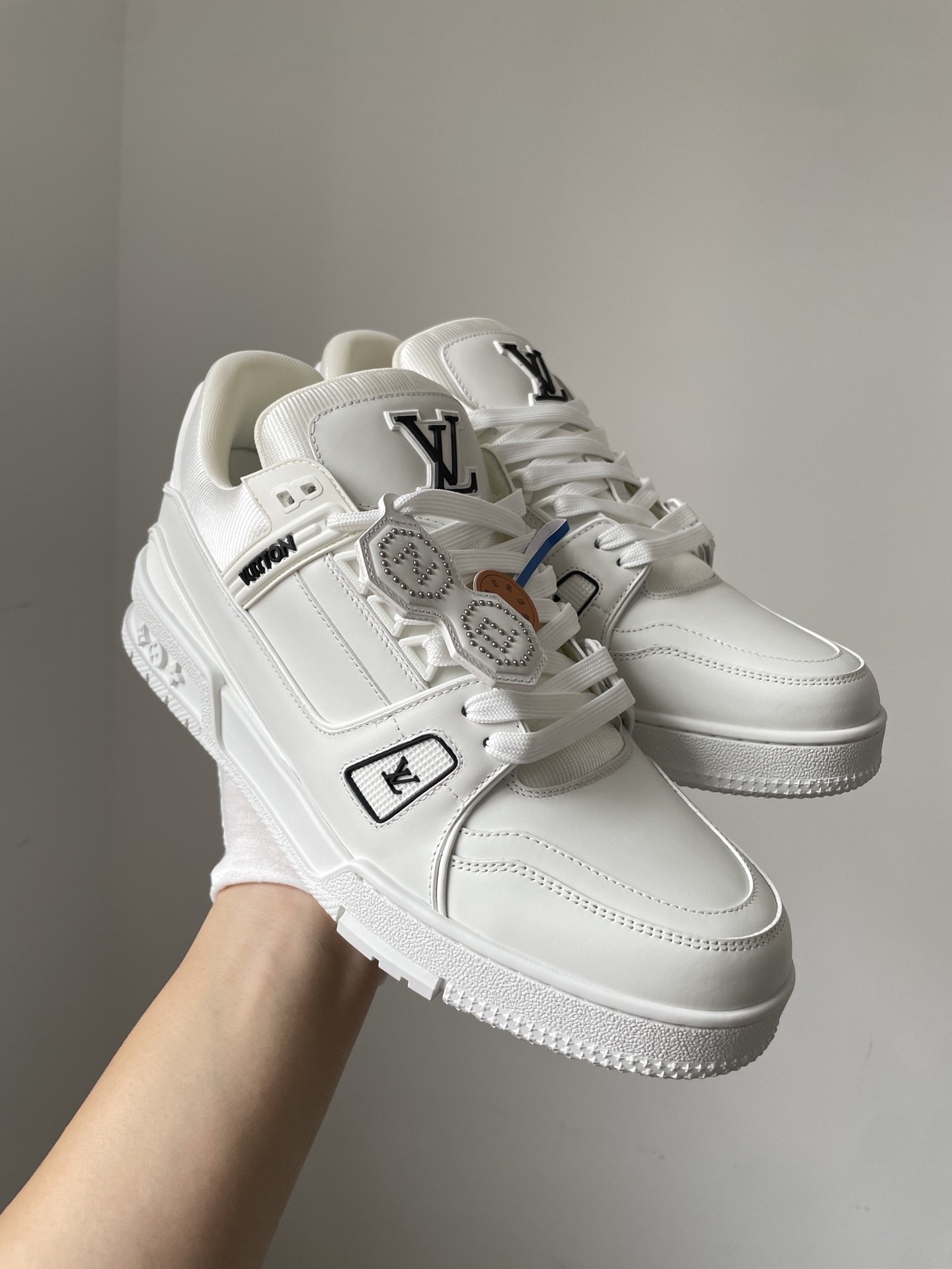 Louis Vuitton x Nigo Trainer FW25 White Leather Low-Top Sneakers - Image 2