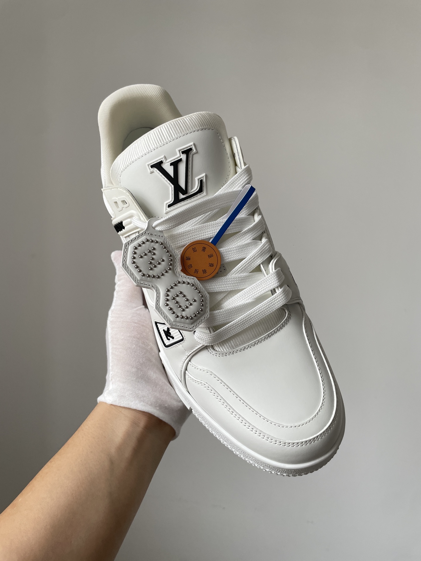 Louis Vuitton x Nigo Trainer FW25 White Leather Low-Top Sneakers - Image 4