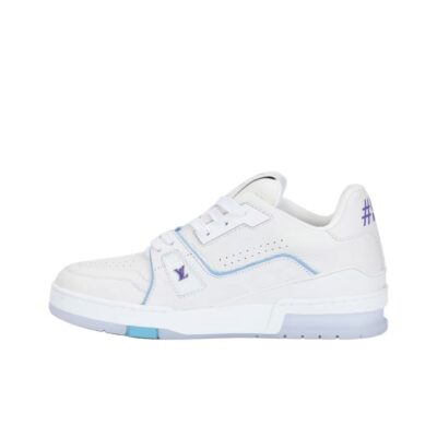 Louis Vuitton Trainer White Blue Purple Leather Low-Top Sneakers Shanghai Cruise Limited Edition