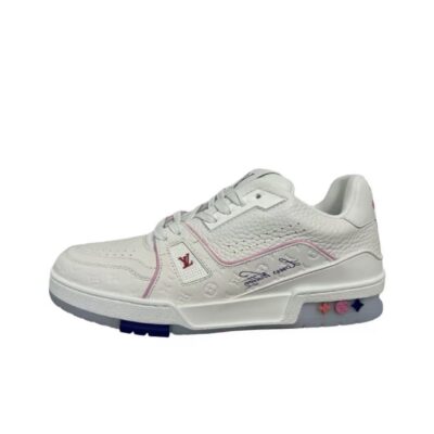 Louis Vuitton Trainer White Pink Leather Low-Top Sneakers Shanghai Cruise Edition