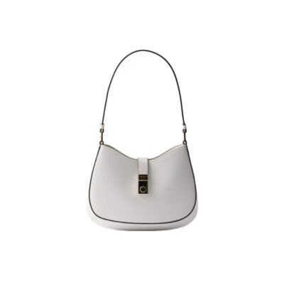 PRADA Cleo Glossy Calf Leather Shoulder Bag White