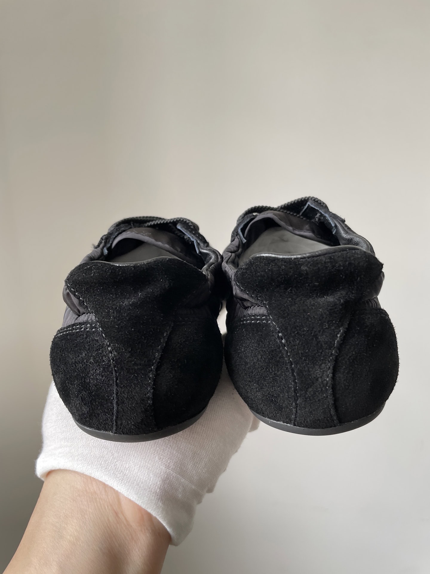 Prada Collapse Suede Printed Logo Round Toe Lace-Up Low-Top Sneakers Women Black - Image 5