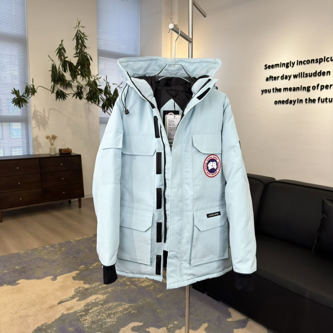 Canada Goose Expedition 08 Waterproof Windproof Logo Print Long Sleeve Long Parka Down Jacket Unisex Sky Blue - Image 7