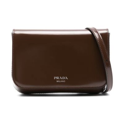 PRADA Leather Mini Crossbody Shoulder Bag Coffee Brown