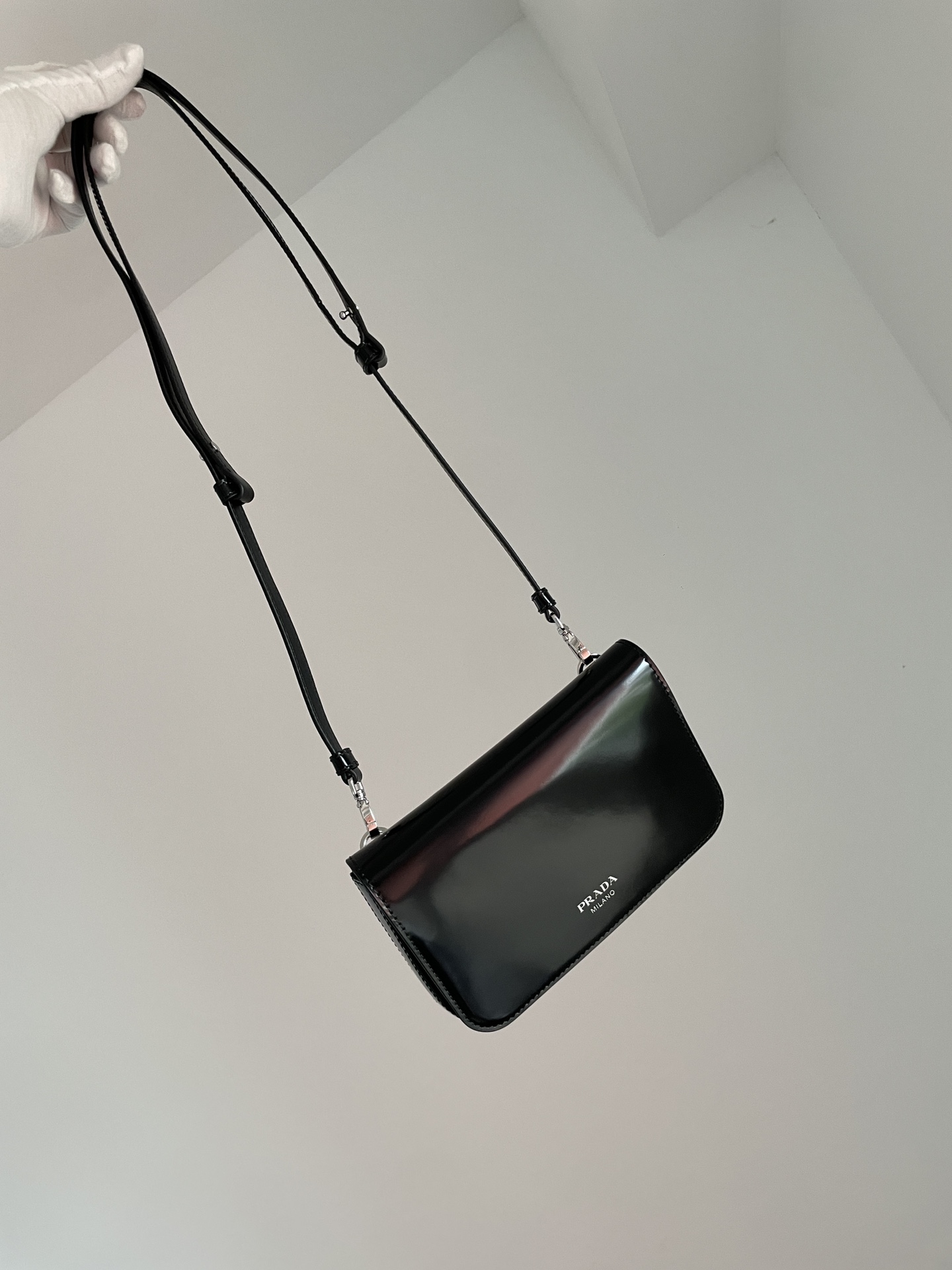 PRADA Leather Mini Crossbody Shoulder Bag Black - Image 2