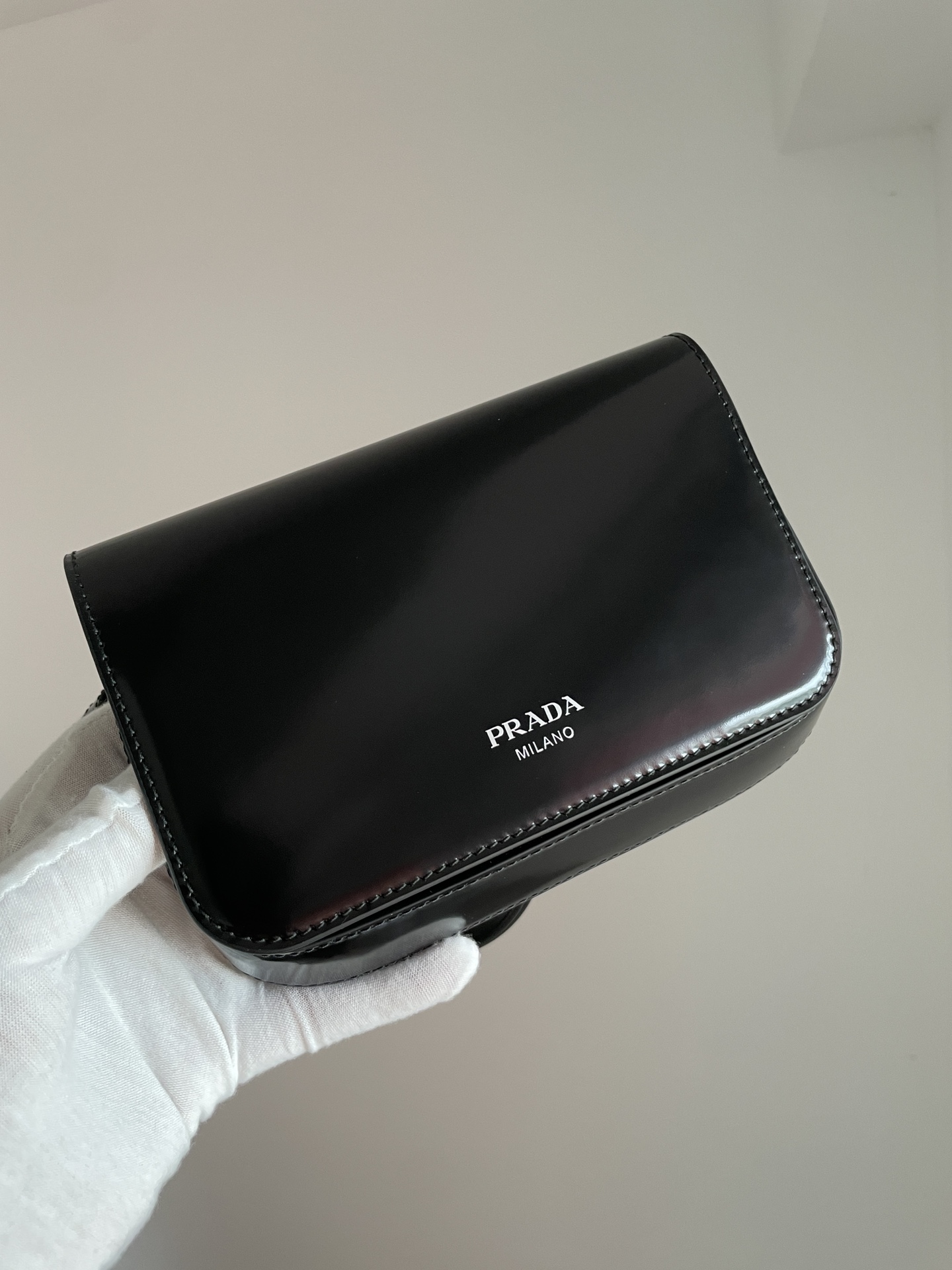 PRADA Leather Mini Crossbody Shoulder Bag Black - Image 3