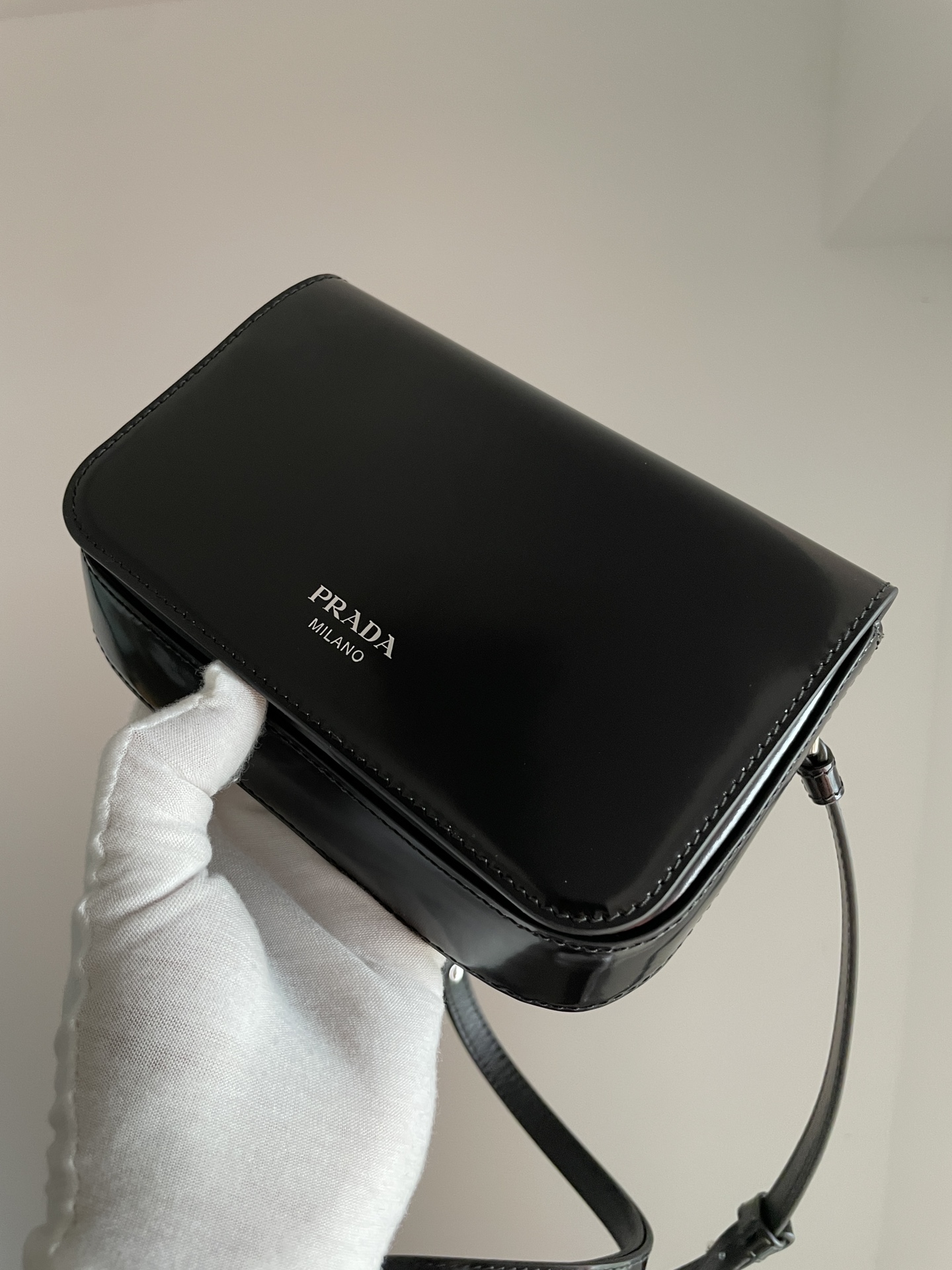 PRADA Leather Mini Crossbody Shoulder Bag Black - Image 4