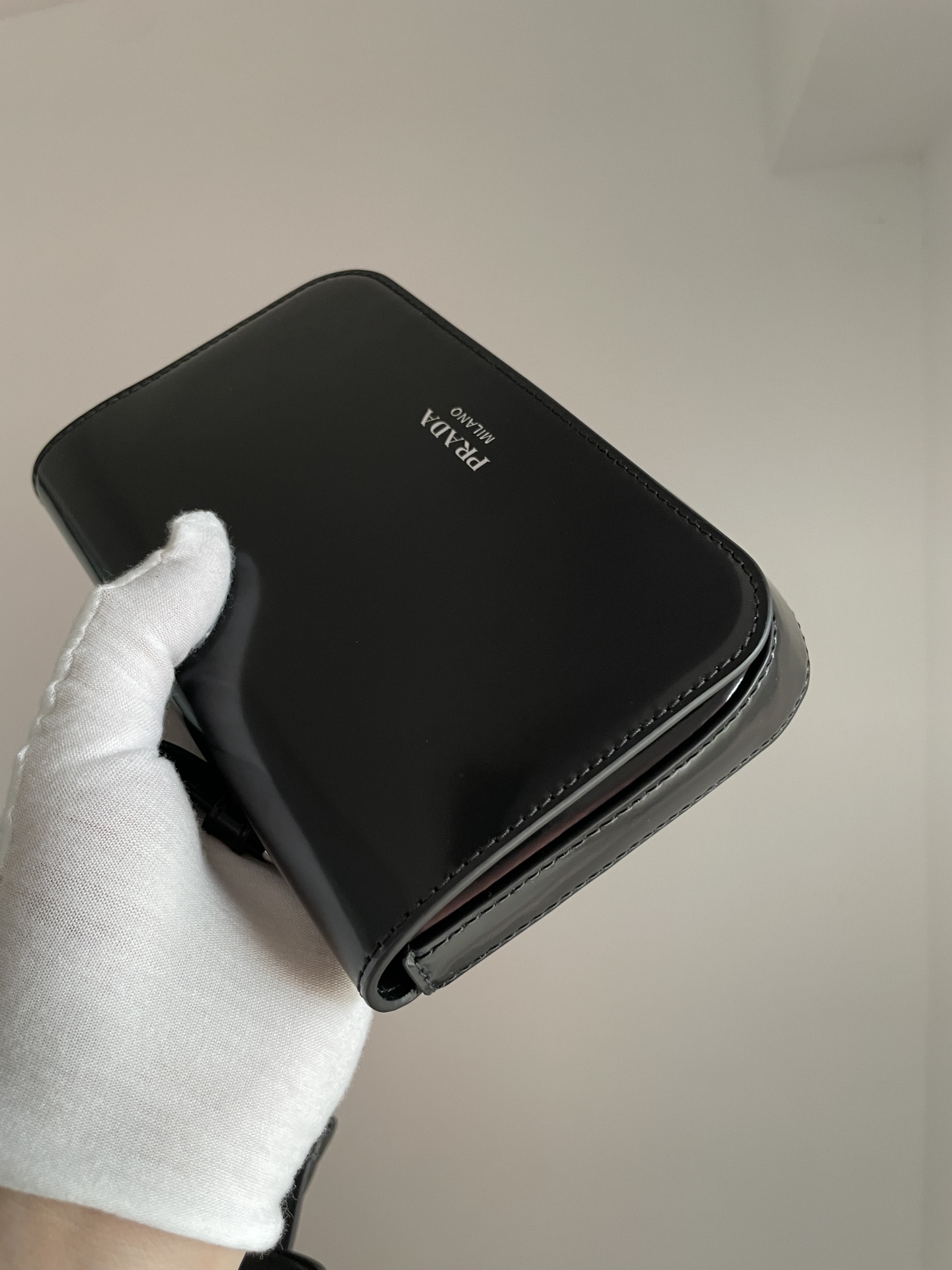 PRADA Leather Mini Crossbody Shoulder Bag Black - Image 6