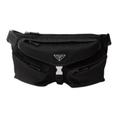 PRADA Re-Nylon & Leather Crossbody Shoulder Bag Black