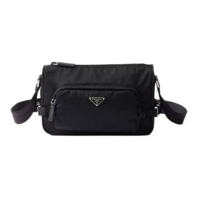 Prada Re-Nylon & Saffiano Leather Medium Shoulder Crossbody Bag Black