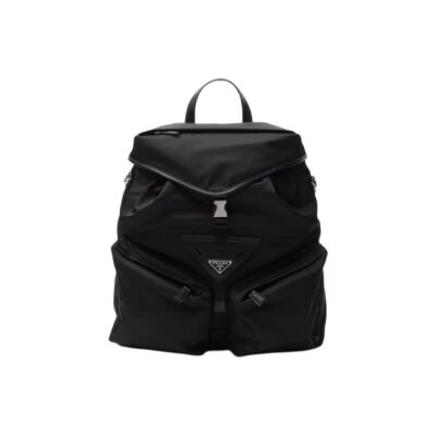Prada Re-Nylon & Leather Drawstring Backpack Black