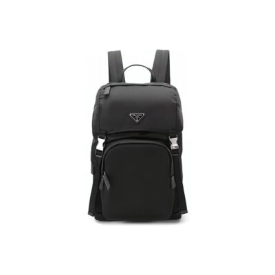 Prada Re-Nylon Drawstring Buckle Backpack Black