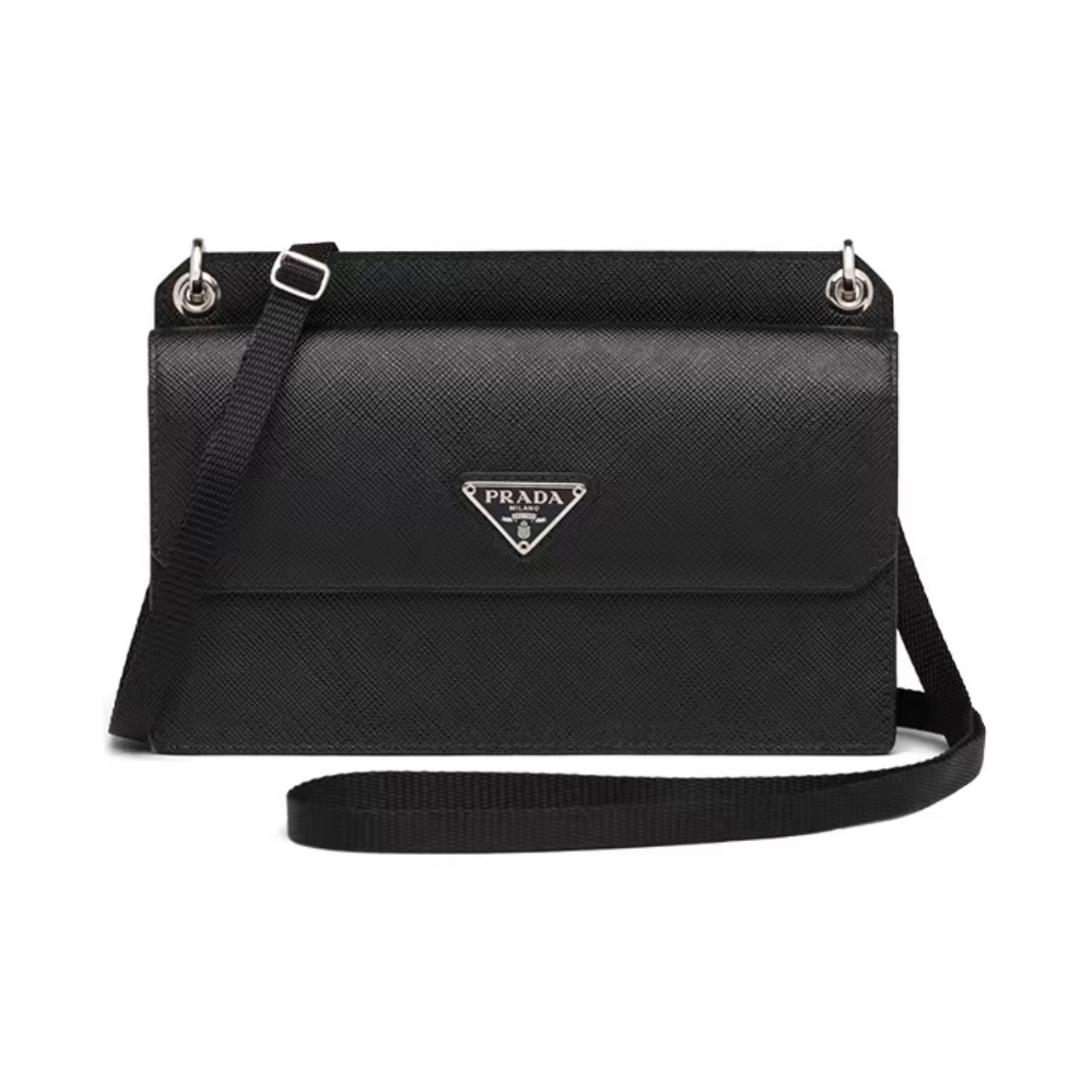 PRADA Saffiano Leather Crossbody Shoulder Bag Black