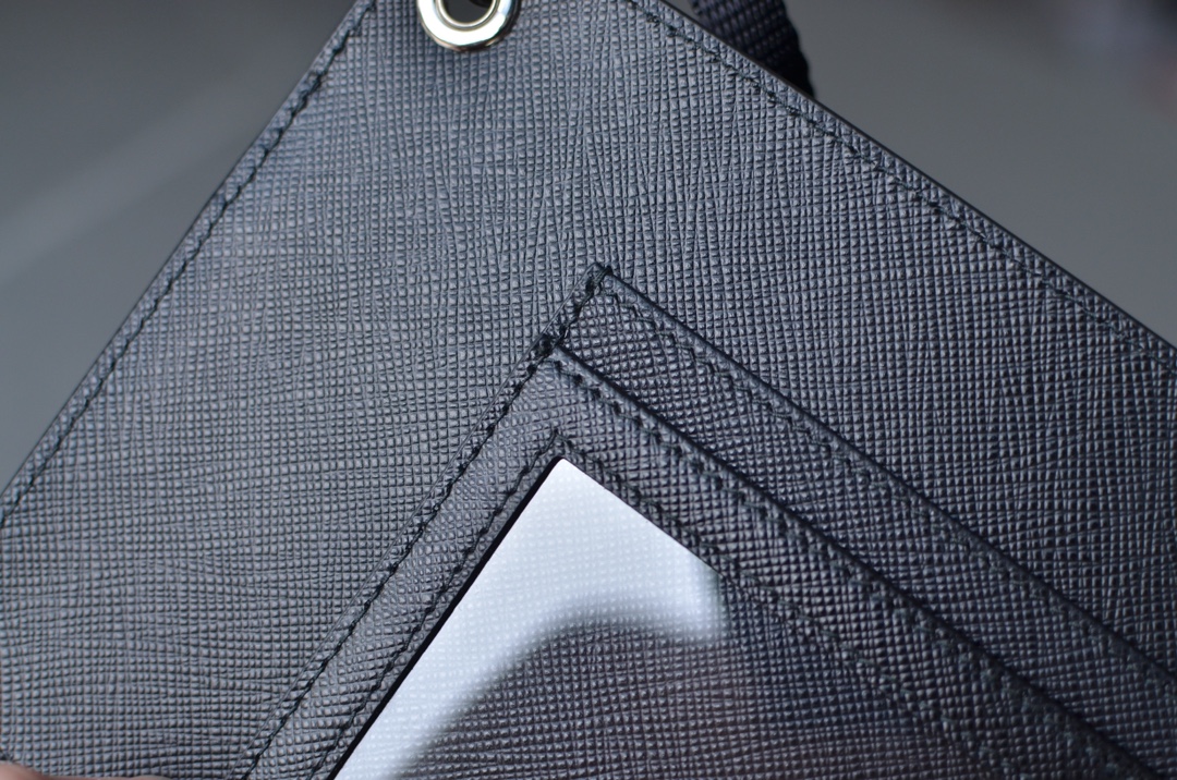 PRADA Saffiano Leather Crossbody Shoulder Bag Black - Image 7