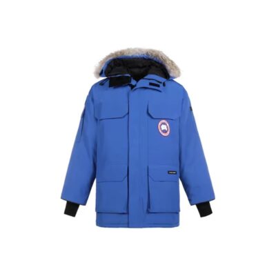 Canada Goose Expedition PBI Polar Bear Red Label 08 Hooded Logo Mid-Length Parka Down Jacket Unisex Blue