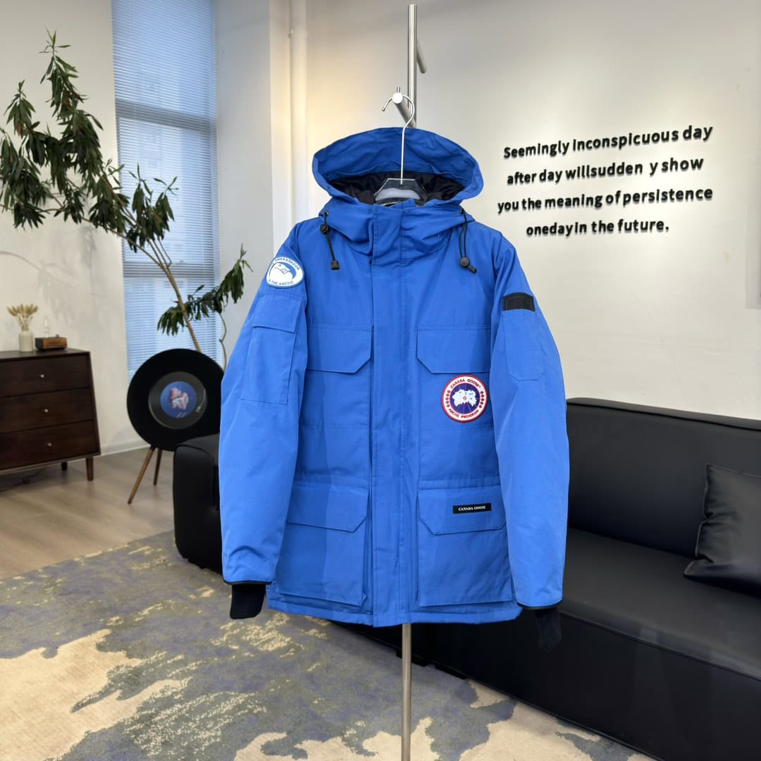 Canada Goose Expedition PBI Polar Bear Red Label 08 Hooded Logo Mid-Length Parka Down Jacket Unisex Blue - Image 2