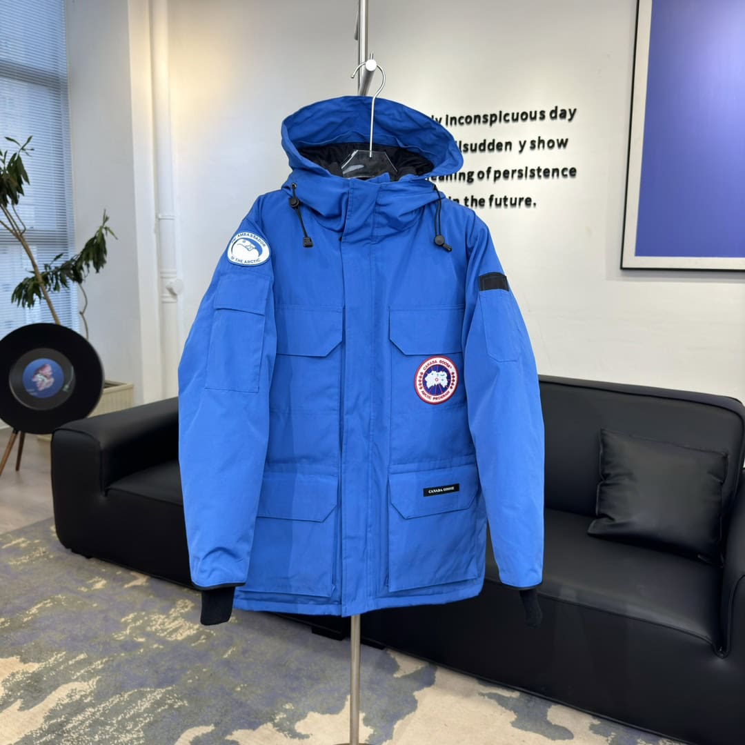 Canada Goose Expedition PBI Polar Bear Red Label 08 Hooded Logo Mid-Length Parka Down Jacket Unisex Blue - Image 3