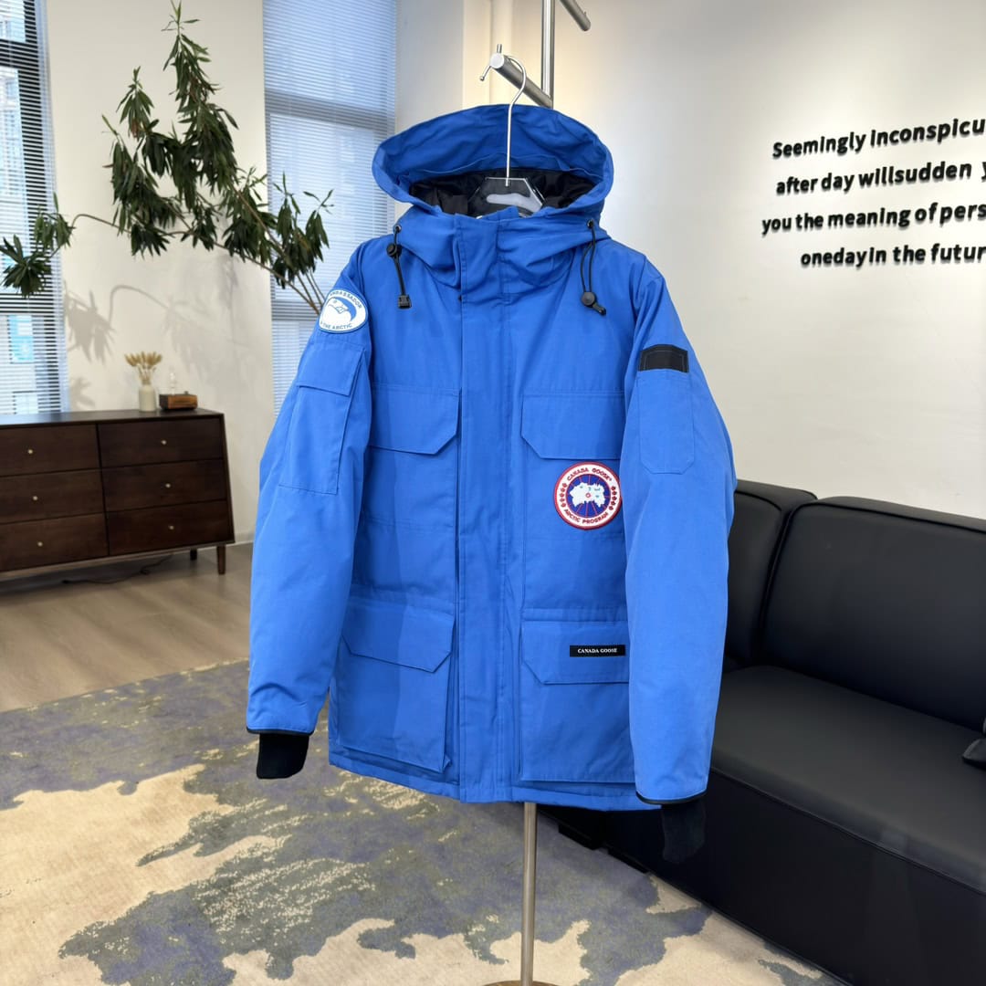 Canada Goose Expedition PBI Polar Bear Red Label 08 Hooded Logo Mid-Length Parka Down Jacket Unisex Blue - Image 4