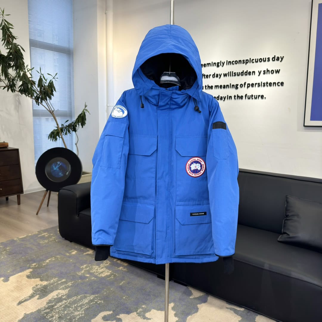 Canada Goose Expedition PBI Polar Bear Red Label 08 Hooded Logo Mid-Length Parka Down Jacket Unisex Blue - Image 5