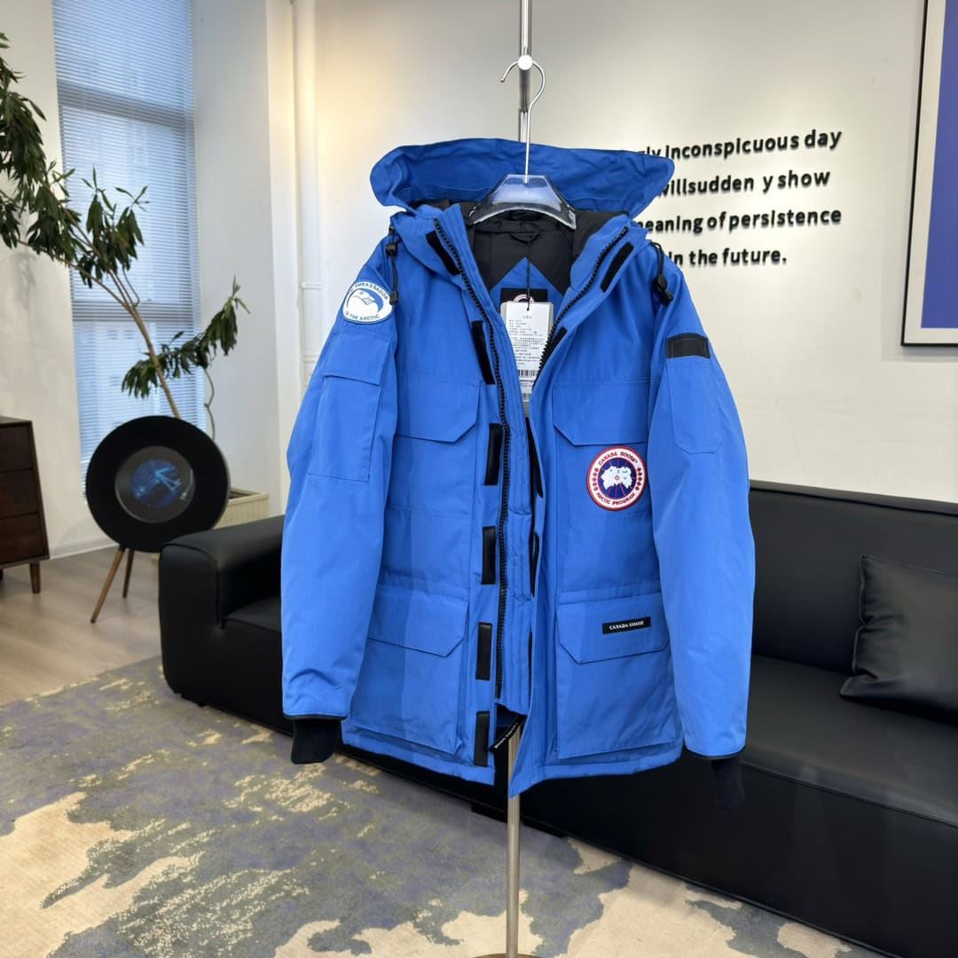 Canada Goose Expedition PBI Polar Bear Red Label 08 Hooded Logo Mid-Length Parka Down Jacket Unisex Blue - Image 6