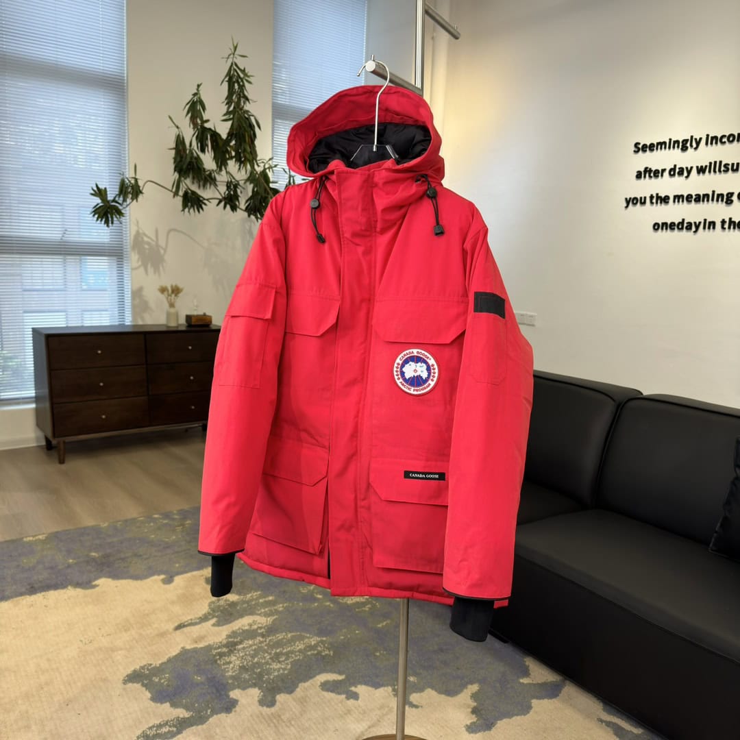 Canada Goose Expedition 08 Red Label Hooded Waterproof Windproof Long Parka Down Jacket Unisex Red - Image 3