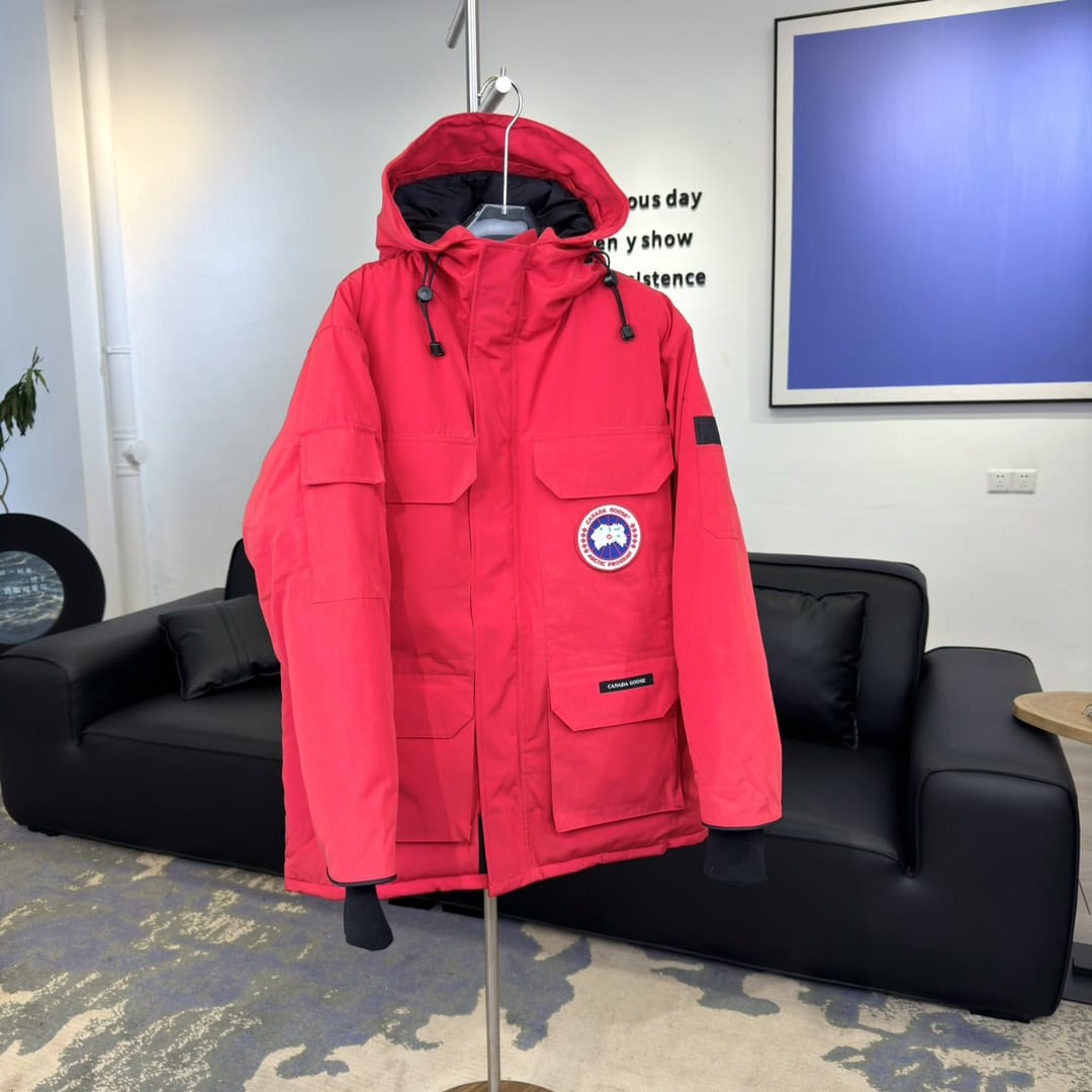 Canada Goose Expedition 08 Red Label Hooded Waterproof Windproof Long Parka Down Jacket Unisex Red - Image 4